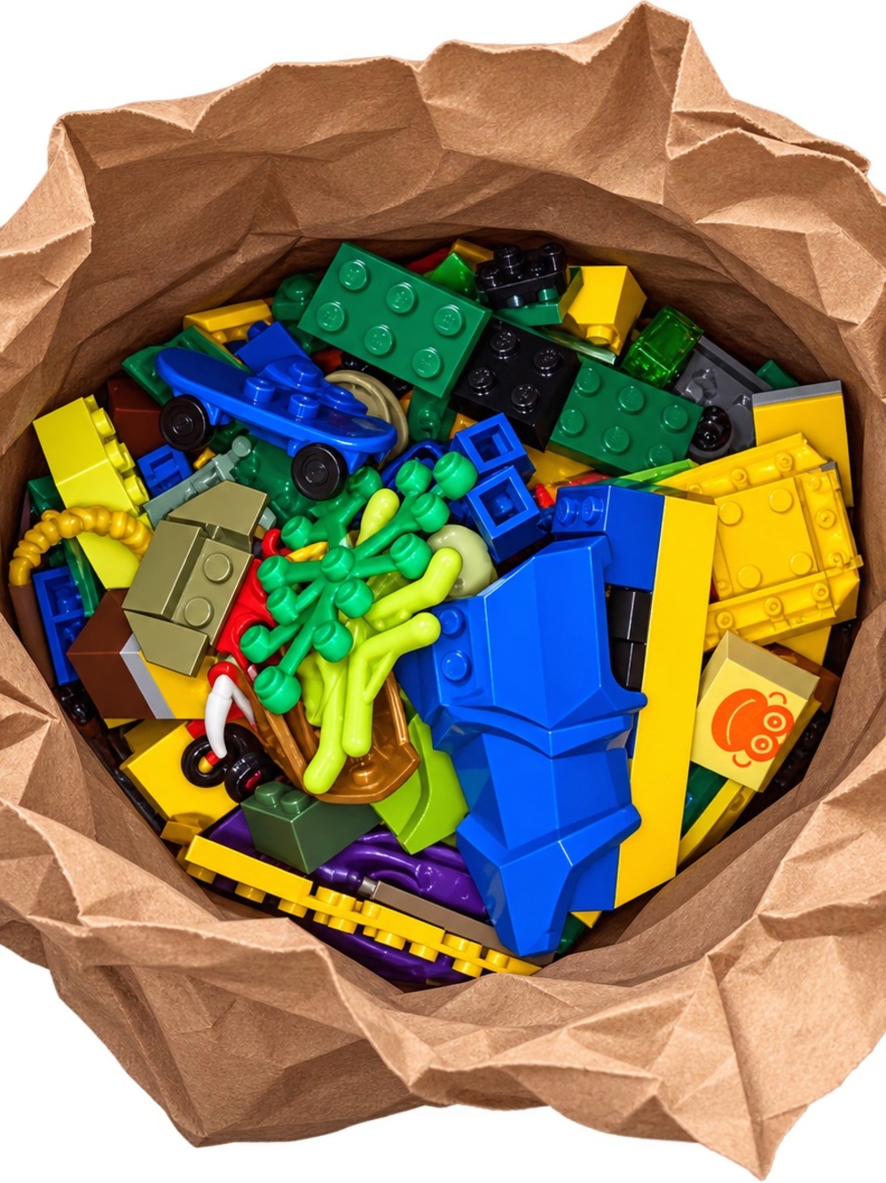 Lego Assorted Bricks & Accessories - Blue, Green, Yellow